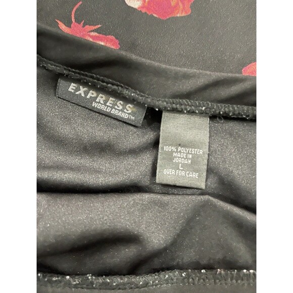 Express Black With Red Roses‎ Midi Skirt Size Large - Picture 4 of 5